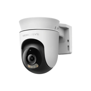 Outdoor Pan/Tilt Security Wi-Fi Camera SPEC: High-Definition Video (1080P), Pan and Tilt (360° Horizontal), Built-in microphone and speaker, 850nm IR LED and Color Night Vision, 2.4GHz Wi-Fi FEATURE: MERCUSYS APP, Pan/Tilt, Smart Detection and Notificatio