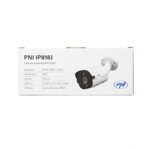 Camera supraveghere video PNI IP818J POE, bullet 8MP, black light, lentila 2.8mm, pentru exterior, a