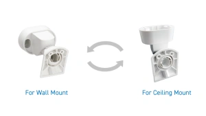 Suport detector OPTEX CW-G2 - compatibil serie FlipX; CW-G2; Instalare pe perete sau tavan; Reglabil pe orizontala - 45grade/stanga si 45 grade/dreapta; Reglabil pe verticala - 5grade/sus si 20grade/jos; Sistem de protectie cablu la sabotaj - cablul trece