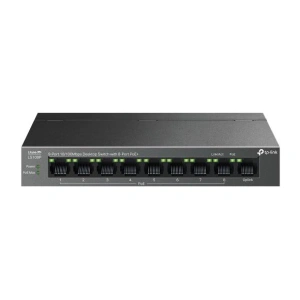 "9-Port 10/100 Mbps Desktop Switch with 8-Port PoE+ PORT: 8× 10/100 Mbps PoE+ Ports, 1× 10/100 Mbps Non-PoE Port SPEC: 802.3at/af, 63 W PoE Power, Desktop Steel Case FEATURE: Extend Mode for 250m PoE Transmitting, Isolation Mode, PoE Auto Recovery, Plug a