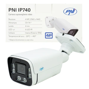 Camera supraveghere video PNI IP740 4MP, 6 LED-uri IR, IP66, alb atât cu NVR, cât și stand alone rez