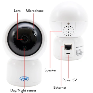 Pachet Camera supraveghere video PNI IP390T 1080P cu PTZ WiFi H264+Card de memorie MicroSD PNI 128GB