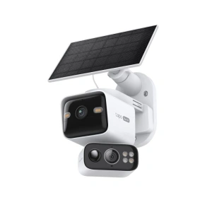 Solar-Powered Dual-Lens Pan/Tilt Cam kit, 1/2.8" Progressive Scan CMOS Sensor, Pan Mechanical Range: 334° (360° Pan Coverage), Tilt Mechanical Range: 90° (120° Tilt Coverage), Fixed Lens: 2K 3MP (2304 × 1296 px) Pan/Tilt Lens: 2K 3MP (2304 × 1296 px)
