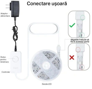 TP-Link Tapo L900-10 Smart light strip kit, 16 milioane culori, 2 x 5m, dimensiuni: 5000 × 10 × 1.6 mm fiecare, Wi-Fi Protocol: IEEE 802.11b/g/n, Frecventa: 2.4 GHz, intensitate reglabila. - Img 3