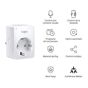 TP-LINK TAPO P100M Mini priză Wi-Fi smart, compatibilă cu Matter, WIFI Protocol: IEEE 802.11b/g/n, B