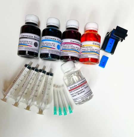 Set complet kit + cerneala refill Canon PG-540 / PG-540XL / CL-541 / CL-541XL