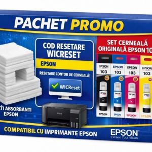 Pachet Epson - cod WicReset + bureti absorbanti + set cerneala originala Epson 103