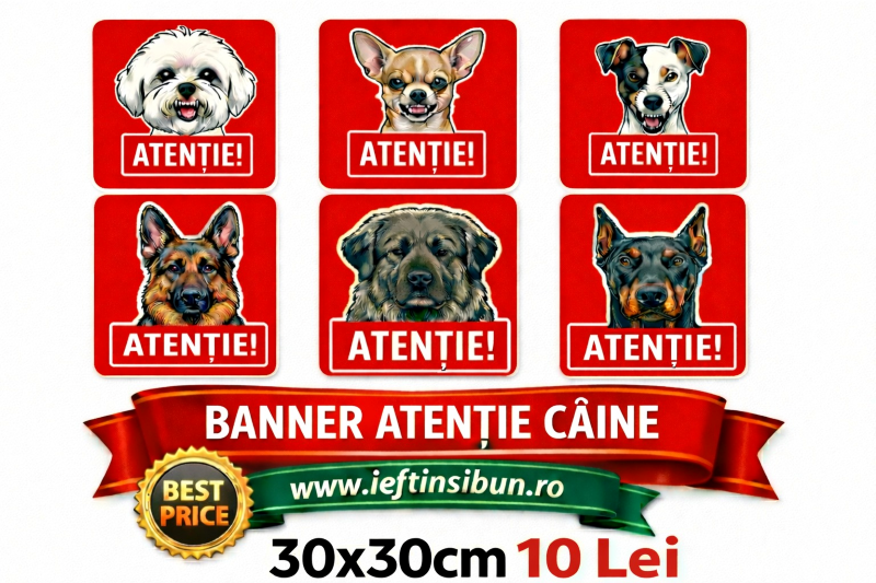 Banner Indicator Avertizare Atentie Caine