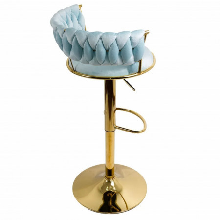 scaun de bar catifea bleu auriu