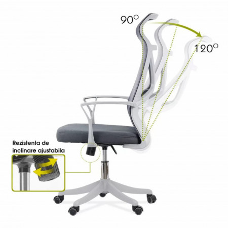 Scaun de birou din mesh reglabil pe inaltime  OFF 431 gri inchis