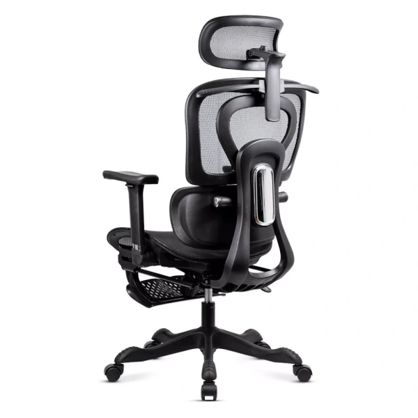 Scaun de birou ergonomic cu masaj lombar, încălzire, rabatare 135° și suport pentru picioare SYYT 9522 negru - Img 2