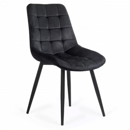 Scaun Living din catifea si cadru metalic, Buc206  negru