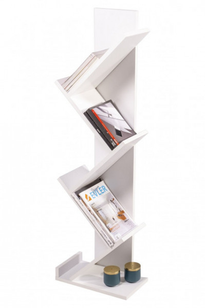 biblioteca rafturi albe tip copac 6070