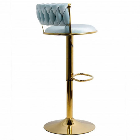 scaun de bar catifea bleu auriu