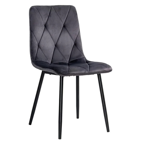 Scaun living din catifea cu cadru metalic BUC 210  gri