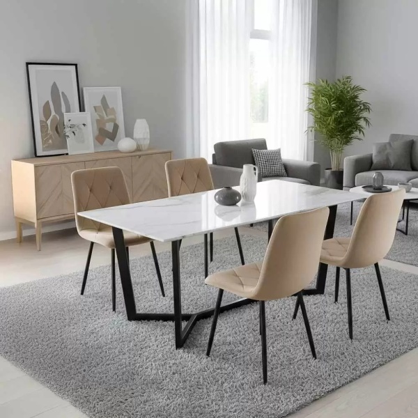 Scaun living din catifea cu cadru metalic BUC 210 bej, verde, gri, negru