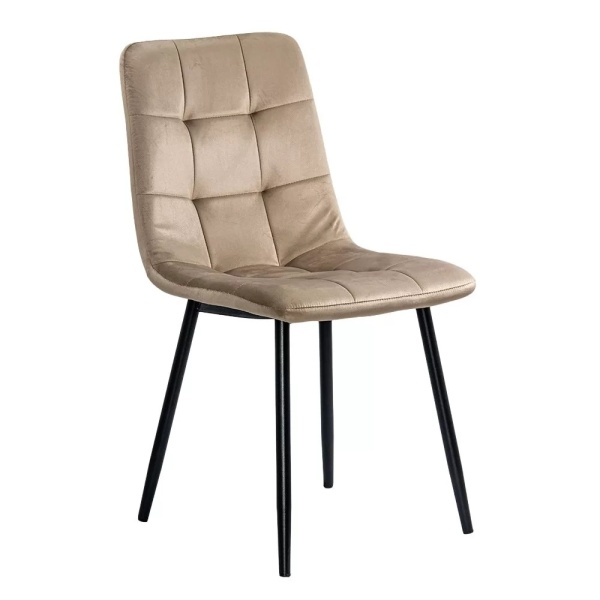 Scaun living din catifea cu cadru metalic BUC 211 bej,