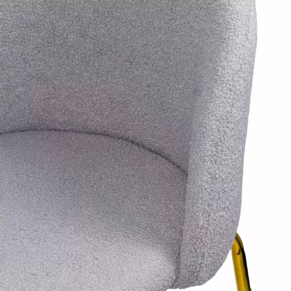 Scaun living gri BUC 284 din material boucle cu picioare aurii metalice