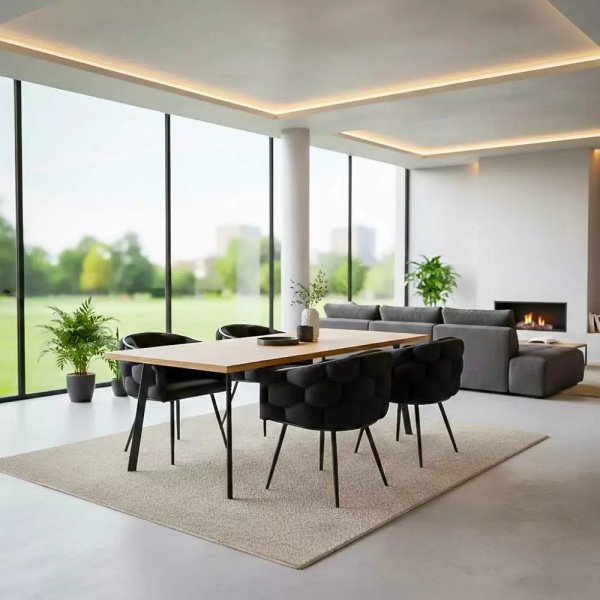 Scaun modern din catifea cu cadru metalic BUC256 negru