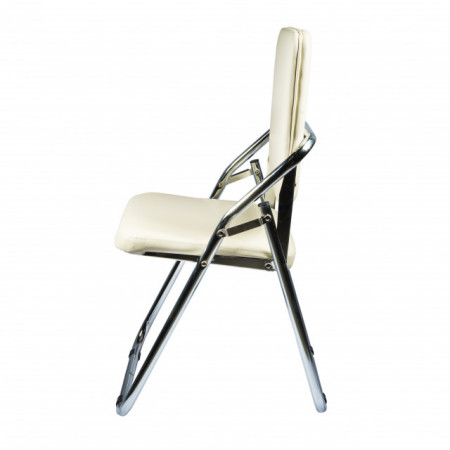 scaun pliabil cromat bej piele ecologica