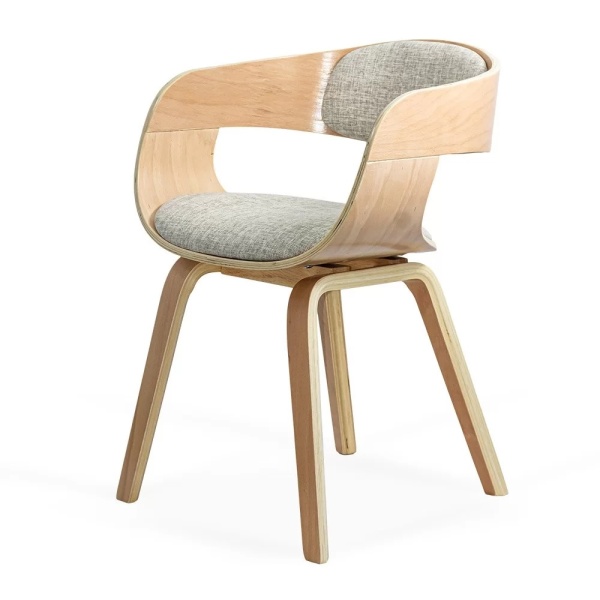 Scaun living bej BUC 014 din stofă cu cadru din lemn curbat