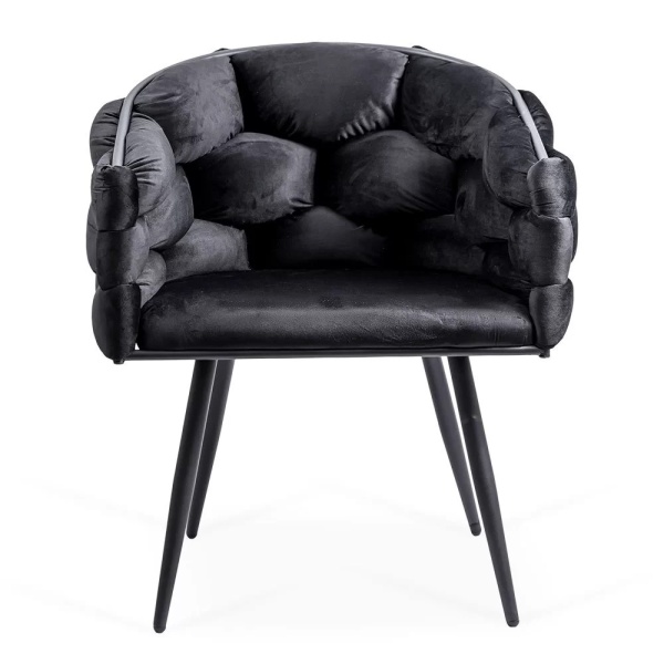 Scaun modern din catifea cu cadru metalic BUC256 negru
