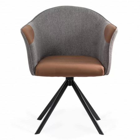 Scaun modern  rotativ 360 gr piele/textil maro-gri, Buc0222