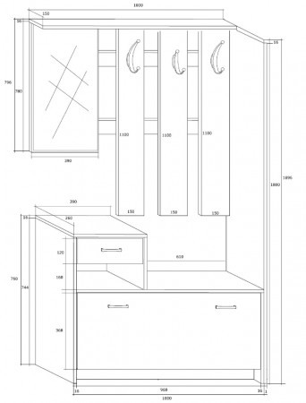 Set Mobilier Hol Filio, culoare Stejar Alb cu usi albe - Img 3