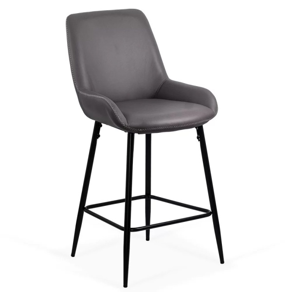 Scaun bar fix piele eco si picioare otel ABS 146 GRI