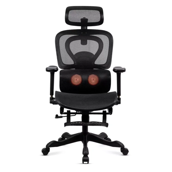 Scaun de birou ergonomic cu masaj lombar, încălzire, rabatare 135° și suport pentru picioare SYYT 9522 negru - Img 3