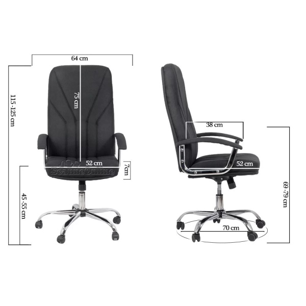 Scaun de birou managerial textil OFF 710 negru - Img 4
