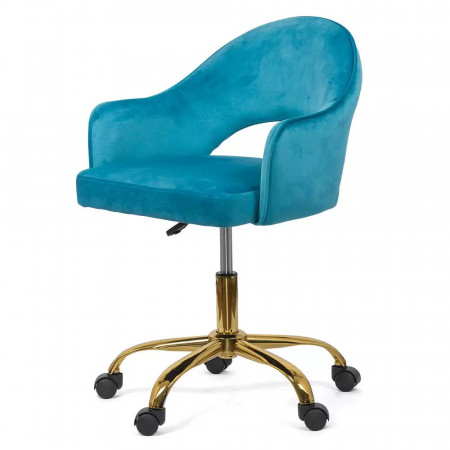 Scaun din catifea pentru birou cu baza aurie OFF 640 bleu