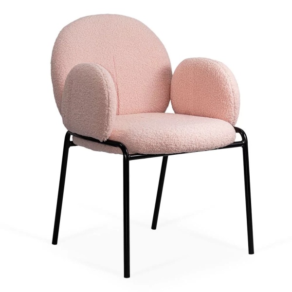 Scaun dining ROZ BUC 281 din material boucle cu cadru metalic