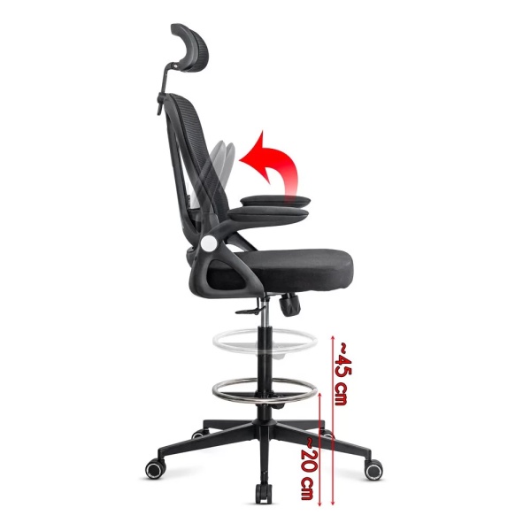 Scaun ergonomic de lucru negru din mesh cu suport picioare reglabil OFF 650 - Img 2