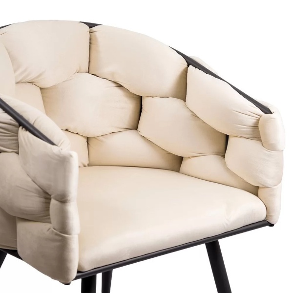 Scaun modern din catifea cu cadru metalic BUC256 crem
