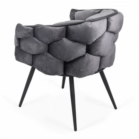 Scaun modern din catifea cu cadru metalic BUC256 GRI