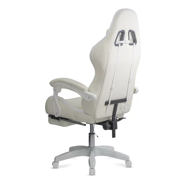 Scaun gaming de birou pentru fete, cu lumini RGB si suport picioare OFF 298 Crem