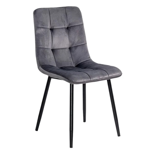 Scaun living din catifea cu cadru metalic BUC 211 gri