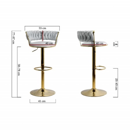 scaun de bar catifea maro auriu