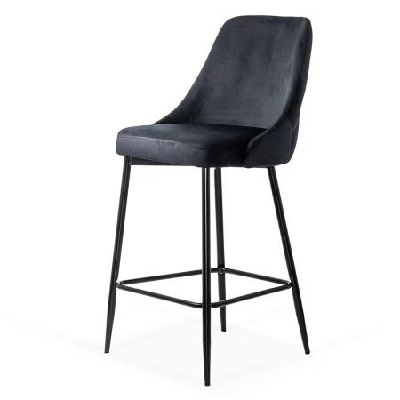 Scaun Bar clasic, cadru fix, catifea Negru Abs 143