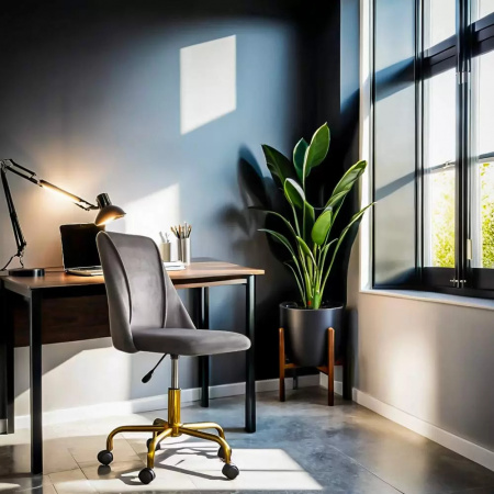 SCAUN DE BIROU ELEGANT DIN CATIFEA SI BAZA AURIE OFF 642