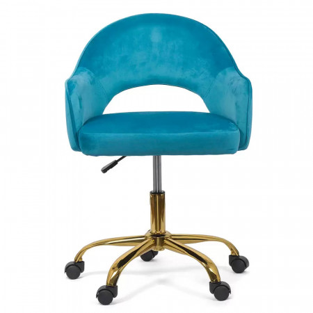 Scaun din catifea pentru birou cu baza aurie OFF 640 bleu
