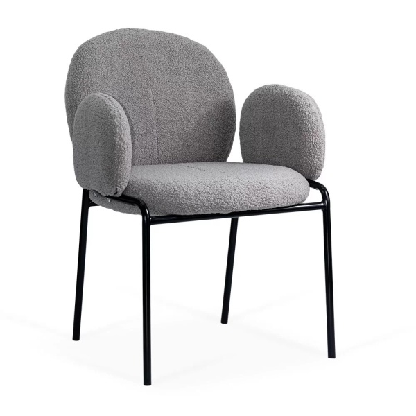 Scaun dining GRI BUC 281 din material boucle cu cadru metalic