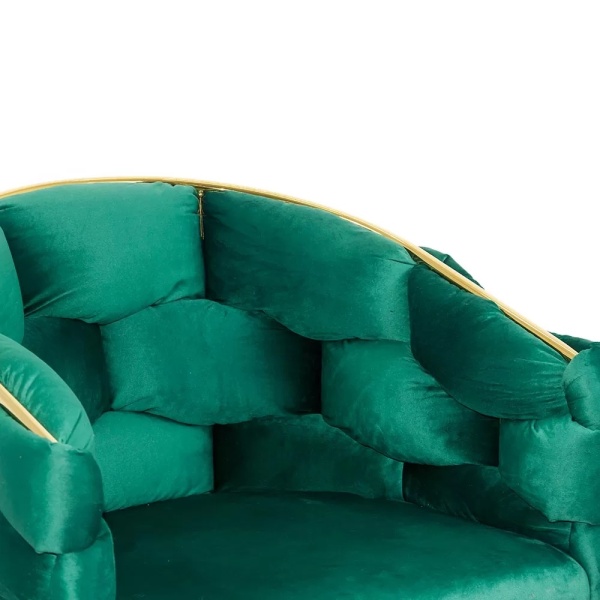 Scaun living BUC 251 din catifea cu picioare aurii reglabile verde