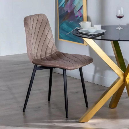 Scaun Living din catifea cu picioare negre BUC209 BEJ