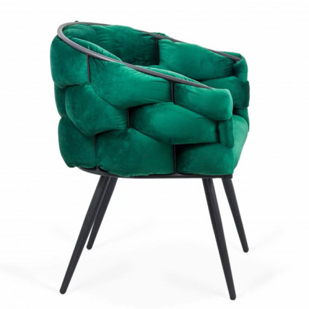 Scaun modern din catifea cu cadru metalic BUC256 verde