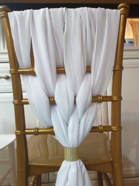 Esarfe din voal pentru Scaune de evenimente Chiavari, model KD007E, Alb