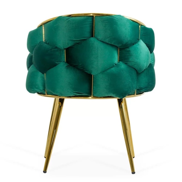 Scaun living BUC 251 din catifea cu picioare aurii reglabile verde