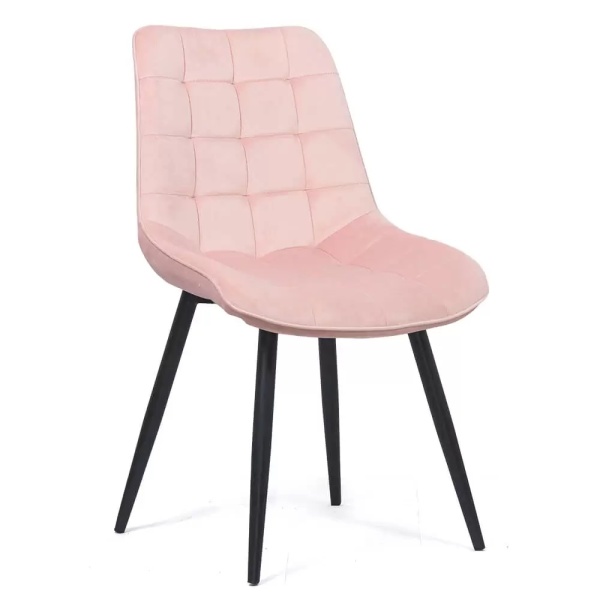 Scaun Living din catifea si cadru metalic, Buc206  roz