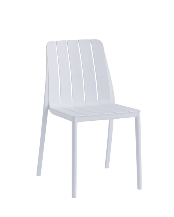 Scaun minimalist alb fara brate KD105 turnat monobloc pentru bucatarie si bistro